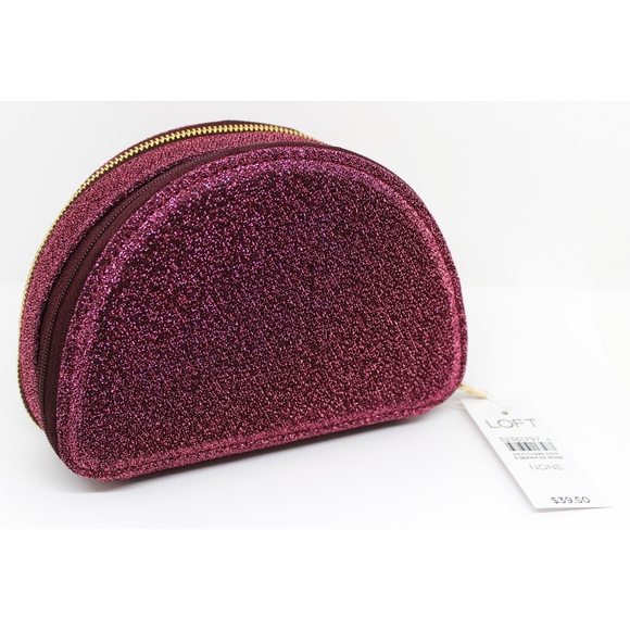 NWT Loft half circle sparkly metallic zippered jewelry case - Picture 1 of 4
